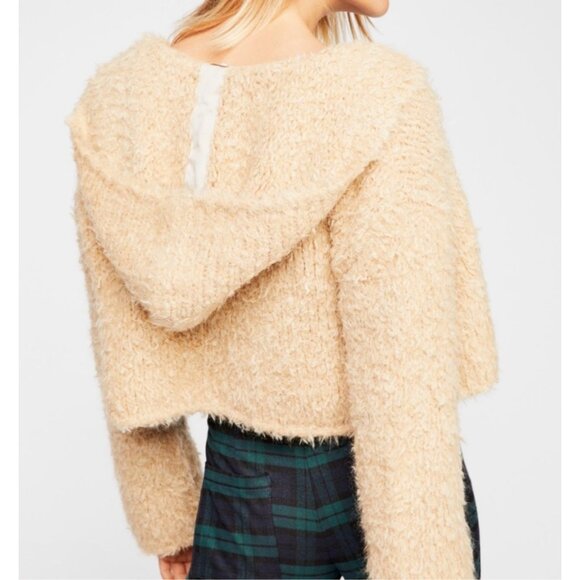 NWOT Free People Cream Beige Cropped Teddy Bear Boho Enchanted Hoodie Jacket - Picture 10 of 16